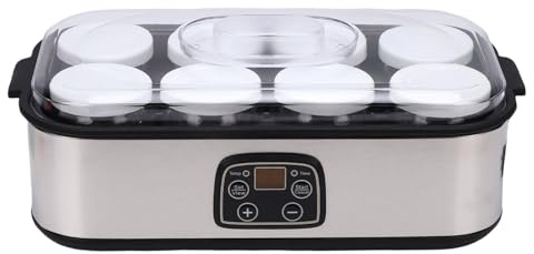 Luocute Macchina per Yogurt, Yogurtiera Digitale Automatica con Timer 48 Ore con Display LCD Controllo di Precisione della Temperatura da 68 a 131F, 8 Vasetti di Vetro con Coperchi (Spina europea