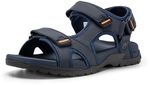 FitVille Men’s Wide Fit Walking Sandals with Arch Support, Adjustable Hook & Loop Straps, Comfortable Summer Sandals for Swollen Feet