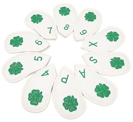 Generic Juego de Fundas para Cabezas de Palos de Golf, Cubiertas de Hierro Delicadas e Impermeables, Elegantes para la Mayoría de los Palos, Material de PU para Entusiastas del Golf (White)