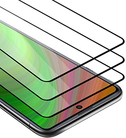 Cadorabo 3x Vidrio templado cobertura completa compatible con Xiaomi Redmi Note 9 Pro/Note 9s en TRANSPARENTE con NEGRO - 3x Vidrio protector de pantalla en dureza 9H con compatibilidad touch 3D