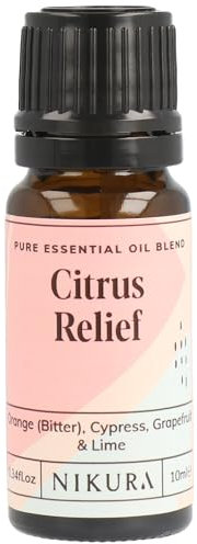 Nikura Citrus Relief Essential Oil Blend - 10ml | Made from Orange, Cypress, Grapefruit, Lime | for Aromatherapy, Diffusers, Soap Making, Candle Making | Vegan & UK Made