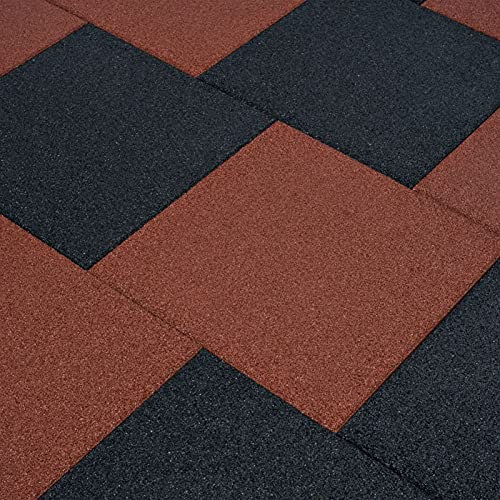 Tidyard Set med 24 fallskyddsmattor för utomhusbruk 50 x 50 gummi | fallskyddsplattor fallskydd slagtålig stark och halkfri | 50 x 50 x 3 cm svart