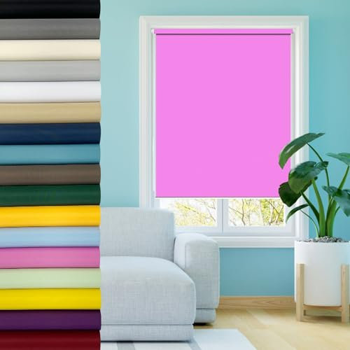 Thermorollo ohne Bohren 80 x 200 cm Fensterrollo Klemmrollo, Sonnenschutzrollo Fensterrollo Sonnenchutz Sichtschutz und Sonnenchutz für Fenster & Tür, Rosa
