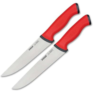 Pirge Duo Profi Metzgermesser Set 2 TLG - Rutschfester Griff - 16,5 cm und 21 cm - Schlachtermesser Set - Fleischermesser - Stechmesser - Schärfste Metzgermesser - Profi Messer Set