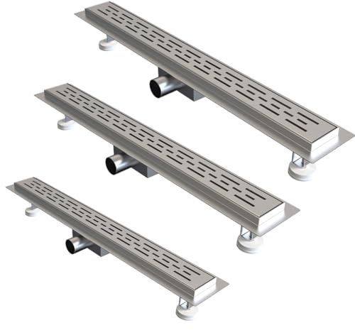 DUCHA CASA Desagüe lineal de ducha de acero inoxidable plano con Rejilla y panel largo invisible de canaleta de suelo de baño (70cm, Rejilla)