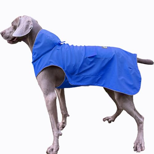 FLYING TAIL Not Stiffen,Super Soft Hand Feel Dog Raincoat, Reflective, Adjustable, Easy Wear, Leash Hole for 2XSmall breed-5XLarge Breed Dogs (Blue, XXXX-Large)