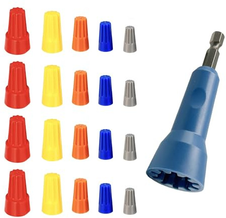 25 Pcs Wire Connectors & 1 Pc Blue Wire Nut Twister, Wire Screw Caps Kit Insulating Insert Twist Electrical Wire Connectors with Spring Wire Splice Connectors Wire Caps for Quick Connection