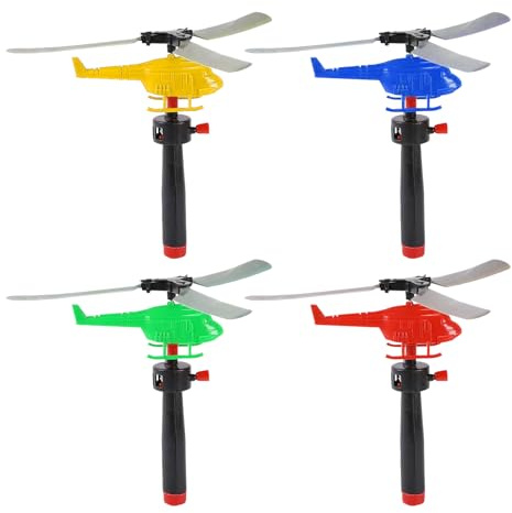 YZZT ZhuXlXxlLiand 4 PCS Hand-Launched Helicopters Set - Durable Fly Toys with Easy Pull-Start for Outdoor Adventures