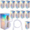 GORGECRAFT 10Pcs Sublimation Glass Cup Boxes Christmas Iridescent Cardboard Gift Boxes with 20 Yards Organza Ribbon for 12oz 16oz 20oz Blanks Sublimation Tumblers Thanksgiving Shipping Gift Wrapping