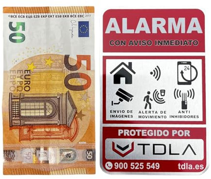 NO PARECE REAL, LO ES. Super Adhesivo y ALUMINIO. Somos empresa venta de ALARMAS Especial piso Cartel disuasorio Alarma ROJO, 9x14cm.