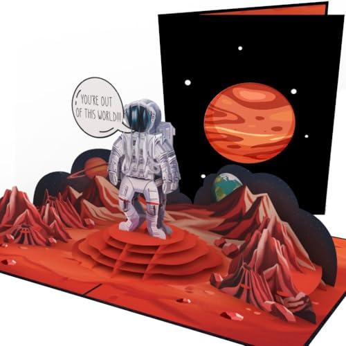 PopLife® Astronaut på Mars 3D pop up-kort - Grattis, roligt alla hjärtans dagskort, grattis på födelsedagen, årsdagen överraskning, bara för att mors dag, fars dag - för make, till fru, till son