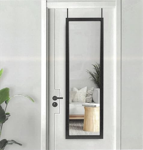 Reflex Sales 129 x 37.5 cm, Overdoor Mirror, Full Length, for Bathroom/Bedroom/Wardrobe (Black)