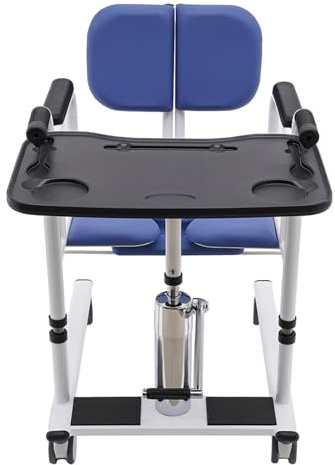 Silla de ruedas portátil de transporte de 180° para personas mayores, 41-65 cm, elevador hidráulico, silla de inodoro con ruedas, adecuada para personas mayores con discapacidad o personas