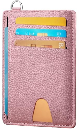 Mayski Slim Wallet, Credit Card Holder for Women, Minimalist Front Pocket RFID Blocking Card Cases, Small Wallet Women Men(Litchi Pink)