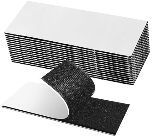 Cinta De Gancho Y Bucle (15 Pares), Adhesivo Fuerte Hook y Loop, Ancho Reutilizable Nylon Cinta Doble Cara para Oficina, Para Hogar y Oficina, 3 * 10cm, Cuadrado negro