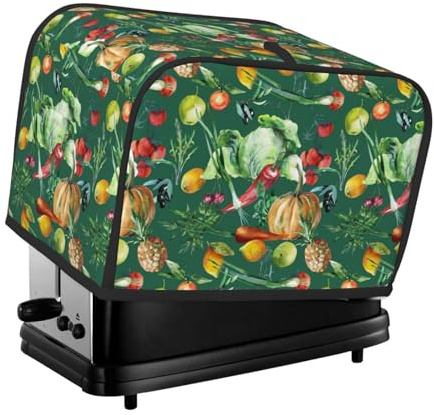 Copertura per tostapane vegana a 2 fette, con tasche, per piccoli elettrodomestici da cucina, protezione per impronte digitali, lavabile in lavatrice