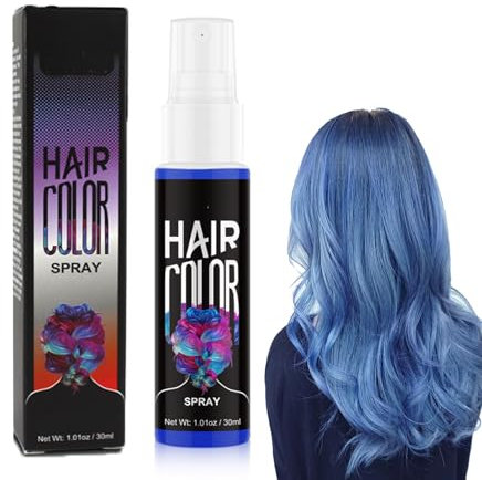 Crazy Blue Temporary Hair Color Spray - Instant Styling Washable Dye for Halloween, Easy to Color, 30ml