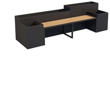 Banc avec jardinière, Ensemble de sièges de boîte à fleurs de patio extérieur, grand banc de jardin en métal noir avec banc de jardinière surélevé for parc, cour, porche, pelouse, balcon, arrière-cour