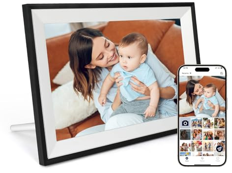 AEEZO Marco de Imagen Digital WiFi 32GB de Memoria, Pantalla táctil IPS 1280 * 800, Modo Dormitorio, Marco de Imagen Digital, Carga rápida de vídeos y Fotos a Distancia con el Software AiMOR (Blanco)