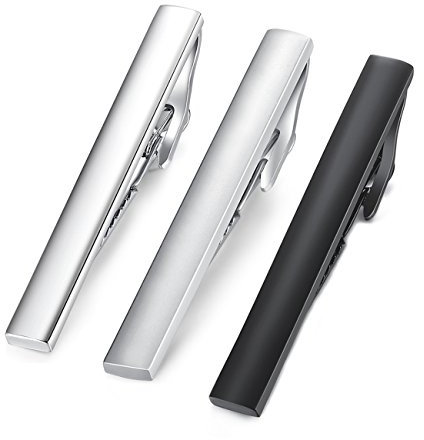 HONEY BEAR 3 Stück 5.4cm Herren Krawattennadel Set Krawattenklammer für Normale Krawatte Edelstahl Tie Clip (3 Stück für Normale Krawatte ohne Box)