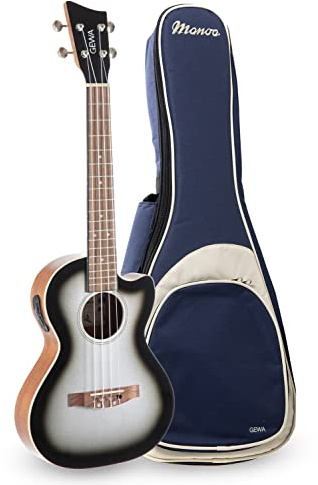 GEWA Tenor E-Akustik Ukulele Manoa Elektro - Korpus Sapelli - Silver Shadow - VGS UK-S1 Preamp - mit gepolstertem Deluxe Gig Bag - R-TE-CE