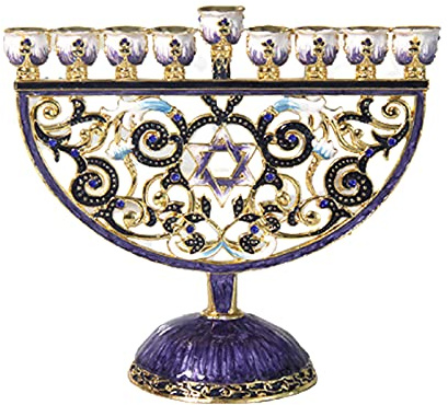 MagiDeal 9 Branche Menorah Bougeoirs Main-Peint Émail Chandelier Candélabres