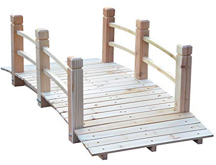 Outsunny Pont de Jardin - Pont de Bassin - passerelle en Bois avec Balustrade - Décoration du Jardin dim. 152,5L x 67l x 48H cm - Bois de Sapin