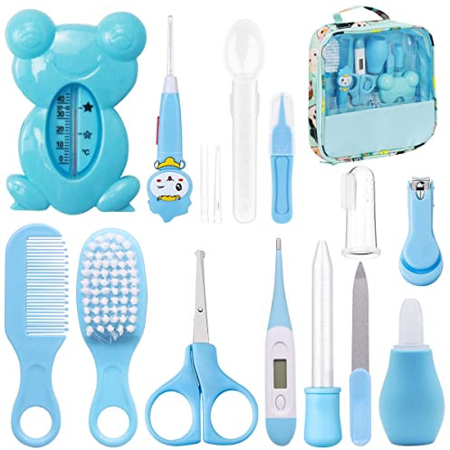 UptVin 13 Teile Babypflege Kit Geburt, Babypflegeset Erstausstattung Neugeborene, Baby Gesundheitswesen Kit fFür Neugeborene Säugling (blau 13 Stück)