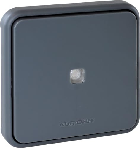 EUR'OHM Bouton poussoir lumineux composable 10A - IP55 - OXXO Couleur Gris - Interrupteur et prise