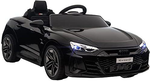 HOMCOM Audi RS e-tron GT Licensed Electric Car for Kids, 12V Battery Powered Electric Ride on Toy with Remote Control Music, Suspension Wheels, Soft Start, for 3-5 years, Black