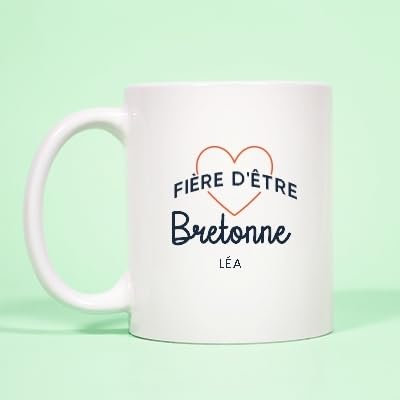 CADEAUX.COM - Mug Personnalisable -Fière d'être Bretonne - Mug Céramique - Tasse Classique Personnalisable - Résiste Au Micro Ondes et Lave Vaisselle - Idée Cadeau Original- Cadeau Homme, Femme