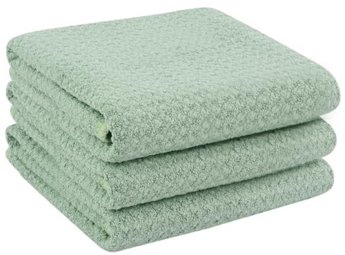 VIVOTE Microfaser Geschirrtücher Grün Dicke Küchentücher Waffelgewebe Handtuch Super Saugfähig Geschirrhandtücher Fusselfrei, 40 cm x 56 cm, 3er Pack