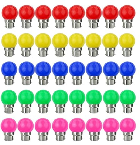 LED -flerfärgade glödlampor B22 Julersättningslampor 3W rund glödlampa 40st glödlampa