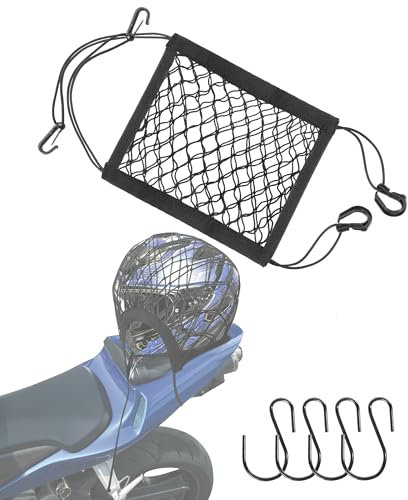 Flaconi Filet Moto Noir, Extensible à 50 cm, avec 4 Crochets, Compatible avec Motocyclette, Bicyclette, Motoneige