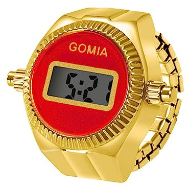 OIDEA Ringklocka fingerklocka män kvinnor: digitalt guld elastiskt fingerband med röd digital legering ring klocka klockring present till vän familj
