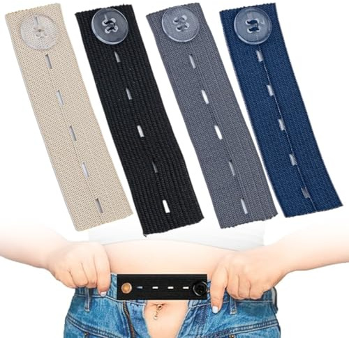NJCXOLA Lot de 4 extensions de taille de pantalon,elargisseur pantalon grossesse,Extension de pantalon avec extension de bouton,idéal pour les fluctuations de poids et les grossesses précoces