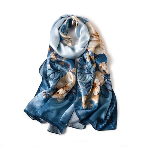 STORY OF SHANGHAI Foulard Donna Seta di 100% Seta, Stola Elegante Cerimonia Chiffon Leggera, Sciarpa Primaverile con Fantasia Colori, Adatto a molteplici occasioni