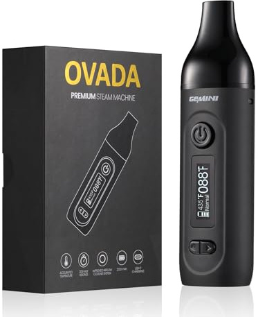 OVADA Vaporizer Gemini, schermo LED, camera in acciaio inox (Stainless steel), spazzola per la pulizia + cavo di ricarica, intervallo di temperatura (93-220 °C), batteria da 2200 mAh, vaporizzatore