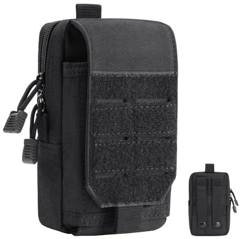 Flintronic Sac Tactique Ceinture, Nylon Sacoche Ceinture, Pochette Molle EDC Gadget, pour Téléphone, Plein-Air, Randonnée, Alpinisme et Cyclisme (Noir)
