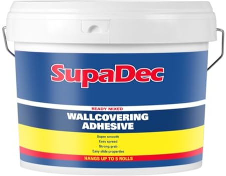 SupaDec Ready Mix Wallcovering Adhesive – 5kg | Super Smooth Paste | Easy Spread & Strong Grab | Ready-To-Use | Ideal for Wallpaper – Liners & Wallcoverings | Professional Finish Adhesive Paste