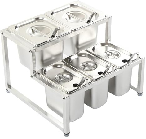 Ensemble de pots à condiments et épices, pot 2 niveaux, en acier inoxydable avec louches couvercles, ensemble sel étagère extensible