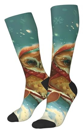 Loklneyk Owl On Sled Funny Socks With, Soft Breathable Socks For Men & Women​ 2 Black-2