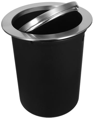 MAGICLULU Pattumiera da Incasso da Cucina in Acciaio Inox con Coperchio a Ribalta, Cestino Rotondo Portarifiuti Salvaspazio con Tenuta Odori per Piano di Lavoro