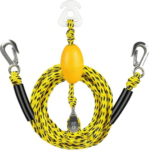 BRGD Harnais de Traction pour Bateau, Attachement à Corde de Ski avec poulie rotative à 360° pour Débutants, Passionnés et Adultes, Résistance à Traction de 2177kg