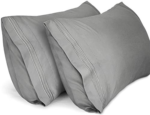 Lirex 2er Pack Kissenbezug 50 x 101 cm, Weiche Gebürstete Mikrofaser-Kissenbezüge, Hotelverschluss kopfkissen bezug,Kopfkissenbezug aus weichem Mikrofaser ,Oeko-TEX Zertifiziert (Grau)