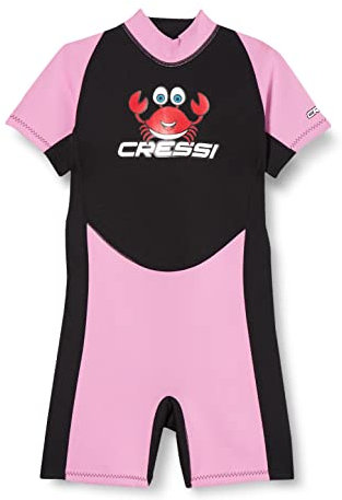 Cressi Unisex-Baby Smoby Shorty Wetsuit Neoprenanzug 2 mm für Kinder, Schwarz/Rosa, 9/10 Jahre