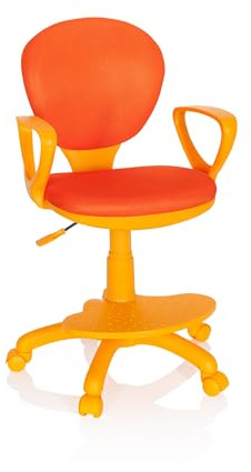 hjh OFFICE 671008 Barnsnurrstol Kid Colour - Ergonomisk kontorsstol för barn, Praktiska fotstöd justerbara i höjdled, halvrunda, Inkl. armstöd