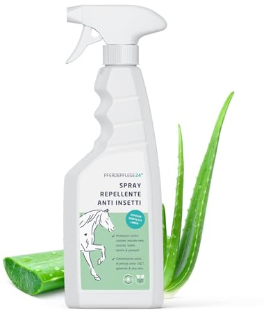 PFERDEPFLEGE24 Repellente Insetti Cavallo Spray 0,5l - Protezione immediata, con Aloe Vera trattante - Effetto di Lunga Durata Contro tafani, zanzare, Mosche e zecche - antimosche Cavalli
