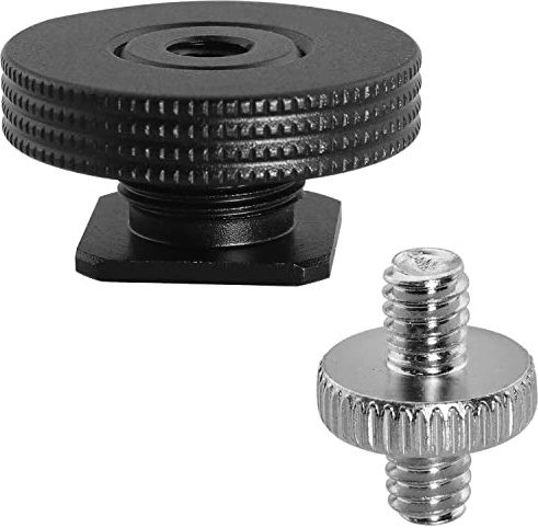 1/4 Female Thread to Hot Shoe Adapter LUORNG 2PCS Hot Shoe Mount Adapter with 1/4 to 1/4 inch Male Screw for Magic Arm, Video Light,Monitor