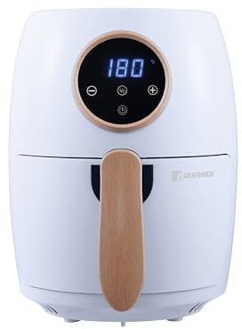 Freidora de aire 2L 1300W, Temporizador 30min, cesta y revestimiento antiadherete Blanca Bergner